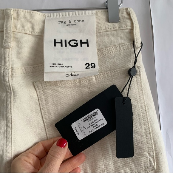 RAG & BONE Nina High rise Ankle Cigarette Leg Jeans Ecru - Picture 14 of 16